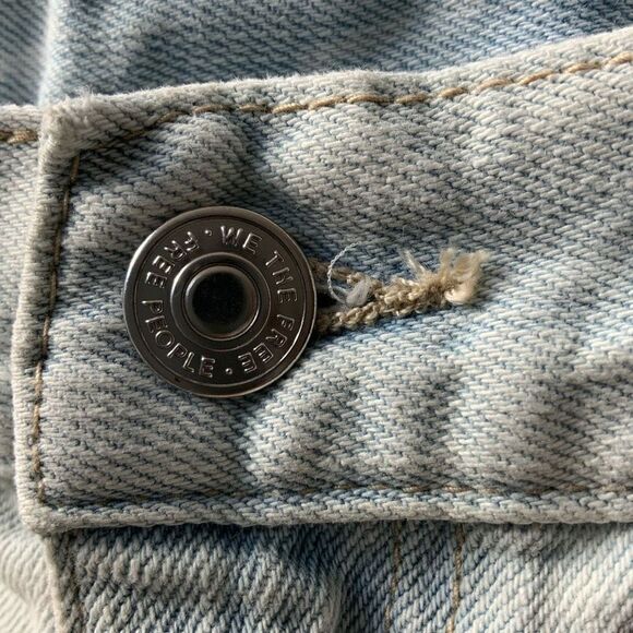 We the Free Light Wash Western Yoke Seam Denim Mini Skirt Size 28 - Picture 3 of 6